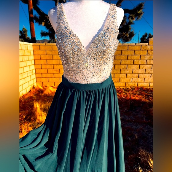 ROSEMORE Couture Prom Sheer Illusion Gown Flowing Long Draping Skirt! M - Picture 4 of 10